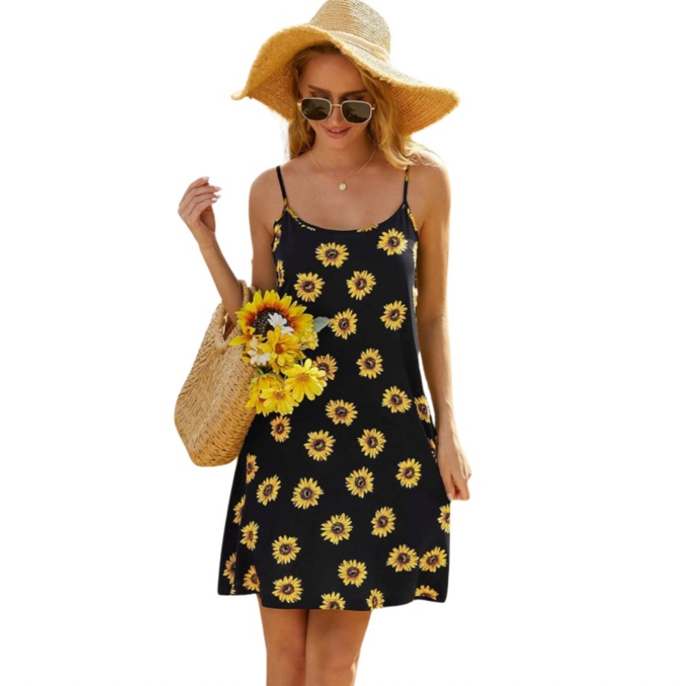 Sunflower dress / thin adjustable straps